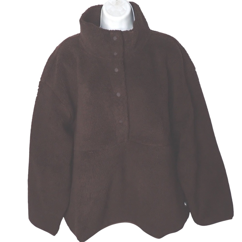 Eddie Bauer Women's Cabinscape Fleece Snap Pullover Pinecone Brown 2X New